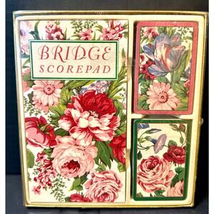 vintage bridge spring feuer jumbo playing card gift pack  scorepad pink flowers